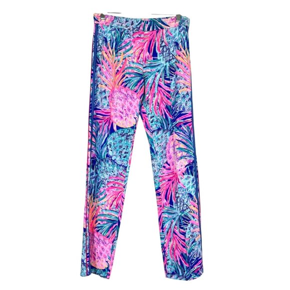 Lilly Pulitzer Luxletic Corso Pant UPF 50+ Borealis Blue Tropic Down Low Size S - Picture 1 of 8